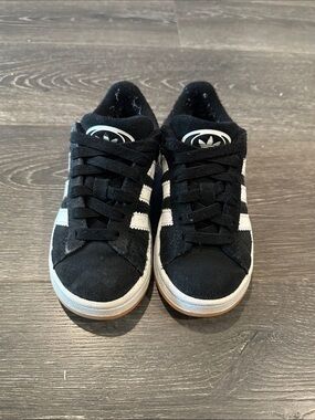 adidas Kids Black and White Suede Low-Top Sneakers